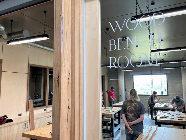 The Ballarat Rare Trades Centre's wood bench room, where seven students made longbows under bowyer Robert Geddes’ guidance.