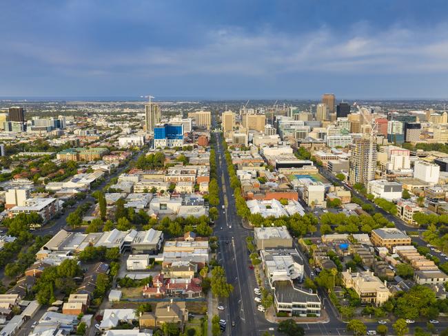 Aerial view of Adelaide in South Australia  suburbs, streets and housing generic images