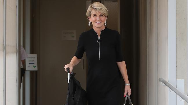 Julie Bishop leaving Parliament House in Canberra for good. Picture Kym Smith