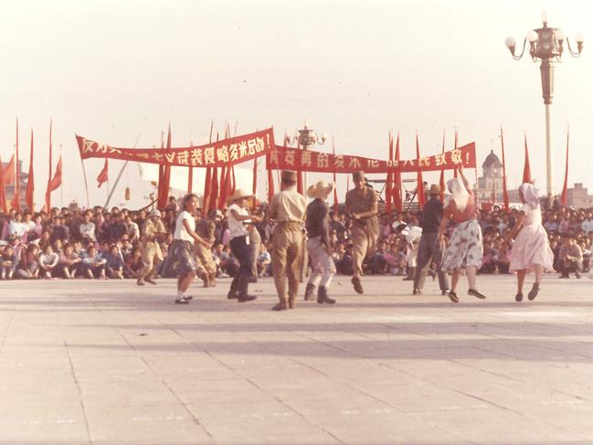 Hugh Lunn’s photo of a demonstration at Tienanmen Square in 1965.