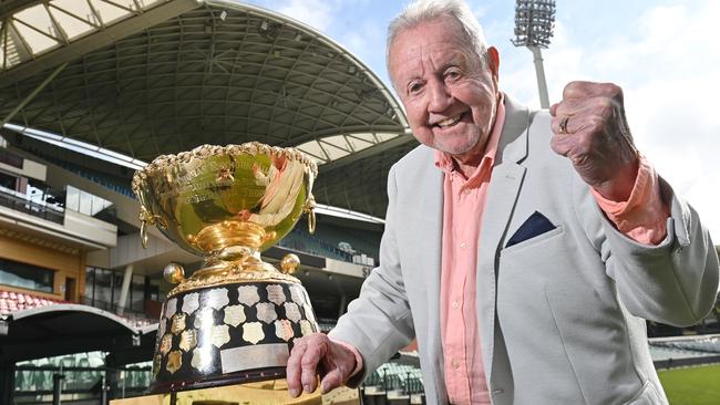 Ken Cunningham with the SANFL premiership cup at Adelaide Oval. Picture: Keryn Stevens