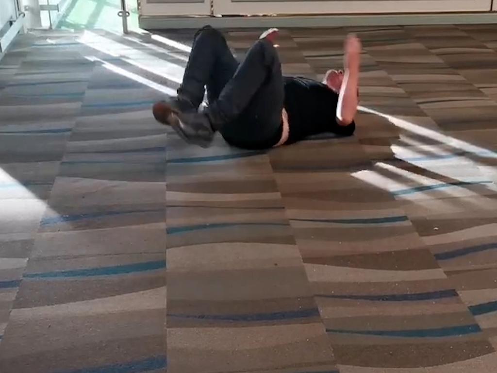 A British tourist lost his cool while going through airport security. Picture: Viral Press