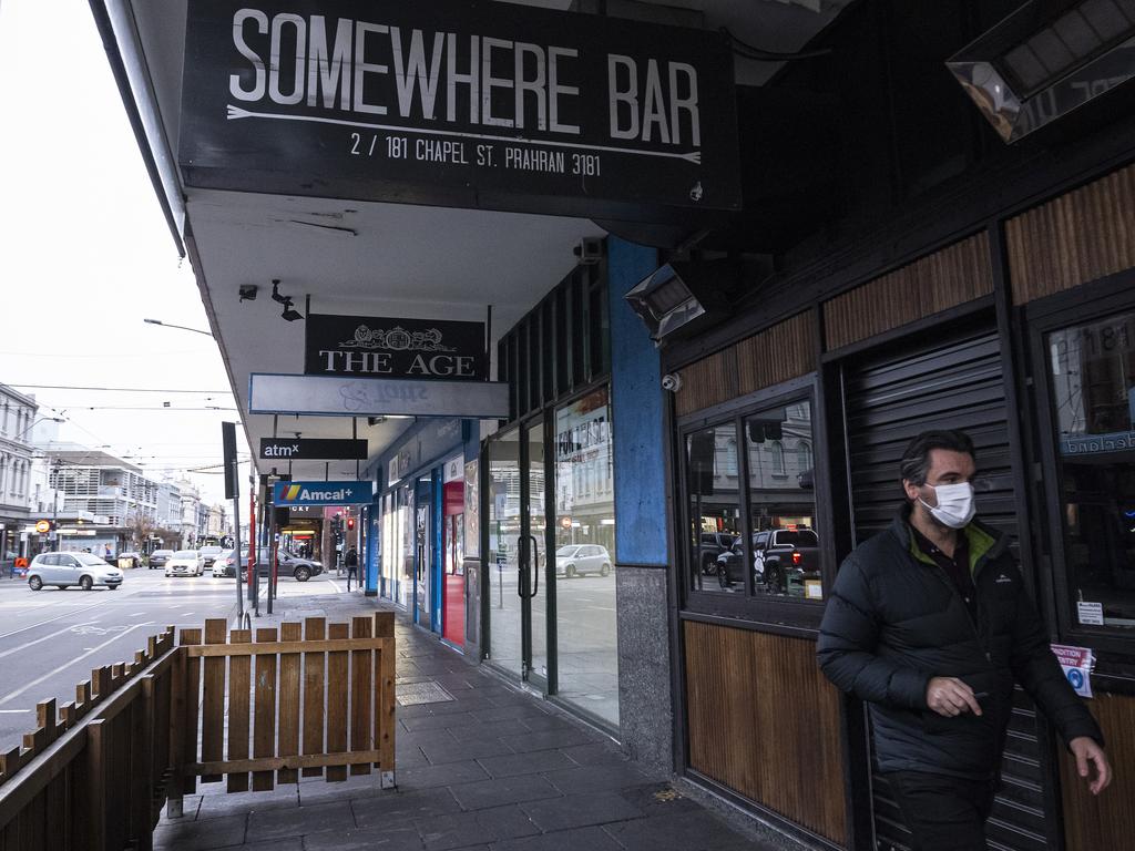 A person walks past Somewhere Bar in Prahran. Picture: Getty