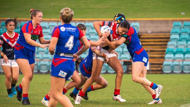 Skyla Adams playing for the Roosters. Picture: Thomas Lisson.