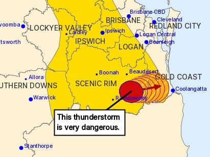 The Gold Coast was the focus of the worst of the storm activity. Picture: Bureau of Meteorology