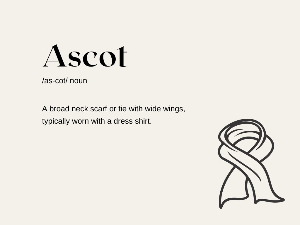 For example: He chose a patterned ascot to add a touch of flair to his formal outfit.