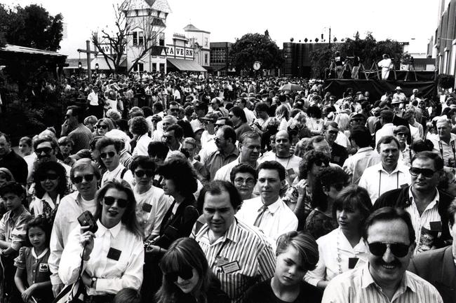 file - 1991 Crowds of visitors during opening of Movie World pic/Gold /Coast /Bulletin - theme parks Picture: Supplied