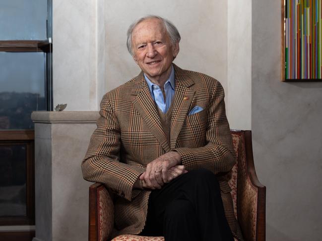 07/03/2019: Former federal leader of the Liberal Party Andrew Peacock, who has just turned 80 years old, at his home in Austin, Texas with dog named 'Butters'. PIC: Brian Birzer for The Australian