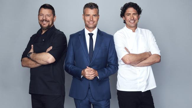 MKR: Manu Feildel, Pete Evans and Colin Fassnidge.