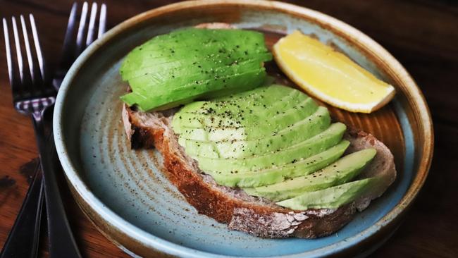 Sliced avocado on sourdough toast. Picture: Jenifer Jagielski