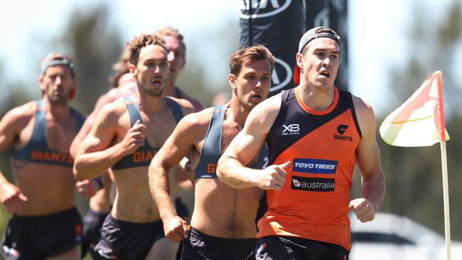 Jeremy Cameron leads the 2km time trial during preseason training. Picture. Phil Hillyard