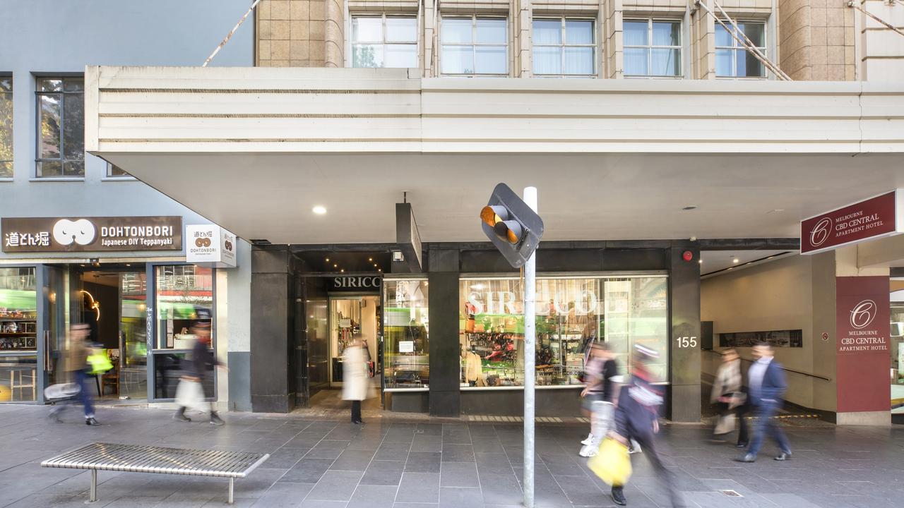 The property includes a self-contained 364sq m basement and 185sq m ground-floor shopfront with dual access to Bourke St and Coromandel Place.