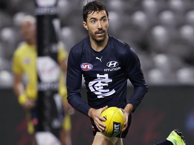 AFL Round 2. Carlton v Melbourne at Marvel Stadium, Docklands. 13/06/2020.   Kade Simpson of the Blues q1   . Pic: Michael Klein