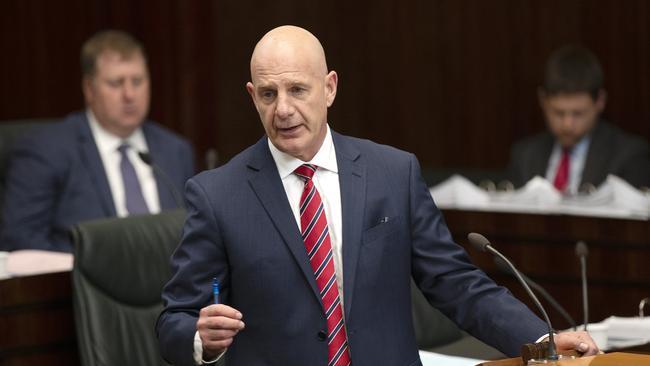 Premier Peter Gutwein address Parliament on Thursday. Picture: CHRIS KIDD