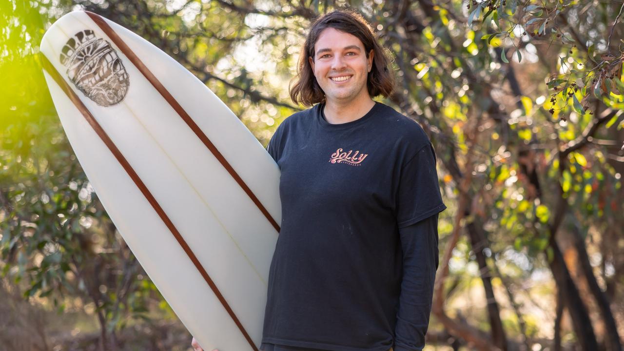 Will Solly makes custom surfboards from his home in Anglesea. Picture: Ginger + Mint