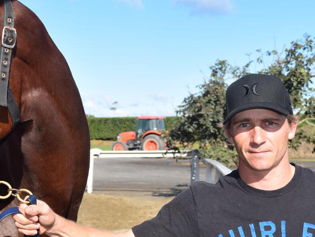 Coffs Harbour trainer Brad Munro pictured with his first winner Anghiari in 2016, as hey eyes another winner on his home track on Sunday.