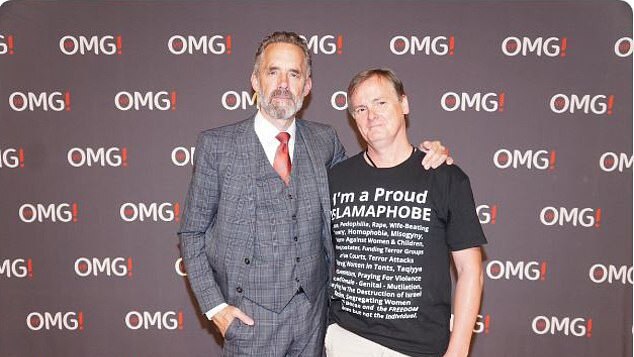 Jordan Peterson posed for a photo with a fan wearing an anti-Islam t-shirt