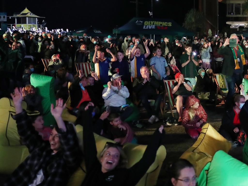 The crowd celebrates after the announcement is made. Picture: Glenn Hampson