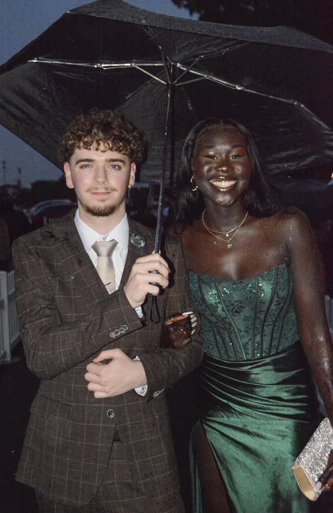 Graduate Amoul Ayuen with partner Jack Wilson at Wilsonton State High School formal at Clifford Park Racecourse, Wednesday, November 13, 2024. Picture: Tom Gillespie