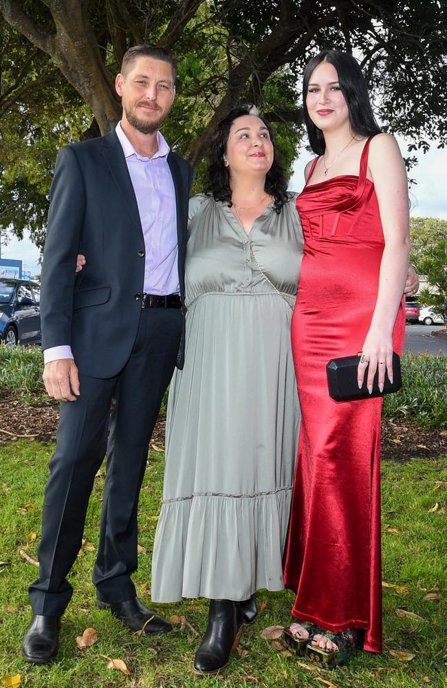 Alstonville High School Year 12 Formal: Molly Gibson with her parents James and Katherine Gibson. Picture: Cath Piltz