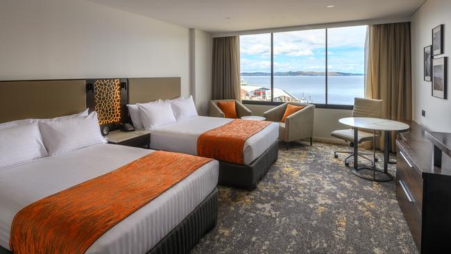 Hotel Grand Chancellor in Hobart. The Harbour View Double Room is great for families. Picture: Supplied.