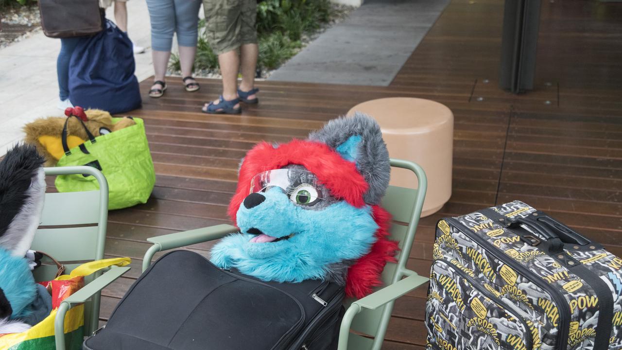 A fursuit head waits to be brought to life by its owner. Picture: Mark Cranitch.