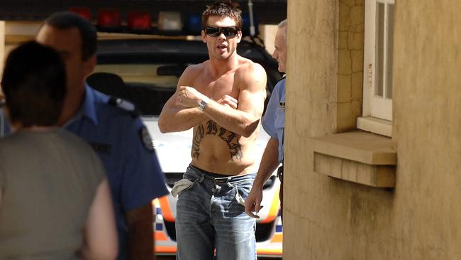 Ben Cousins’ infamous topless arrest in October 2007. Picture: Sunday Times