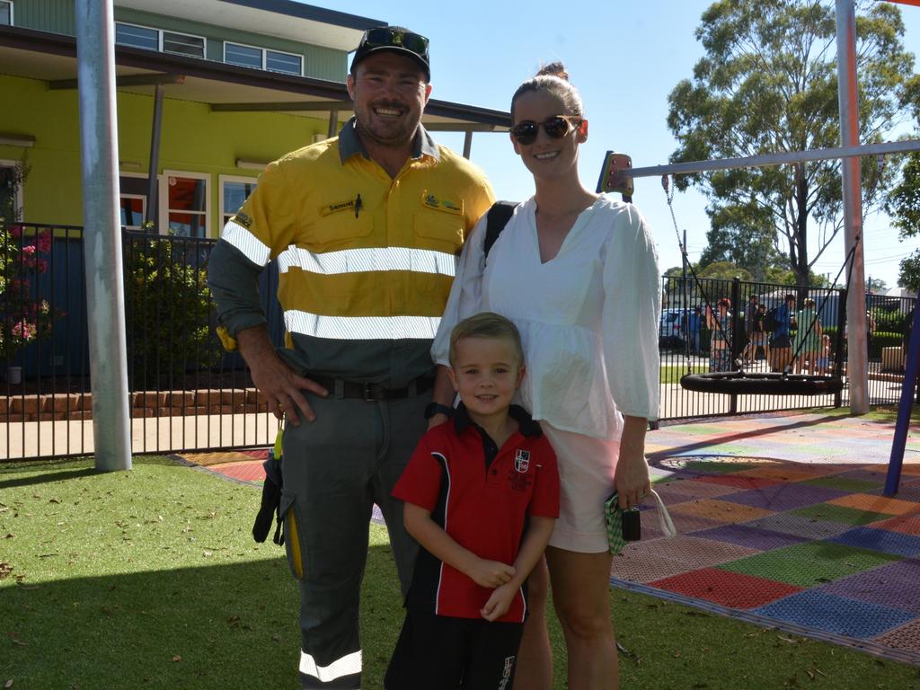 Joe, Sam and Georgia on the first day of school at Our Lady of Southern Cross College