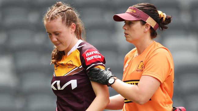 Tamika Upton failed an HIA test after a shocking head clash. Picture: Matt King/Getty