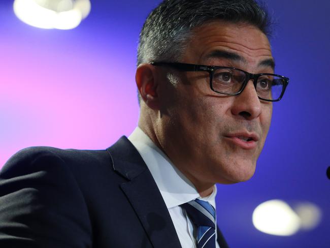 AICC Business Lunch, Hilton Hotel. Keynote speaker Australia Post MD & CEO Ahmed Fahour addresses the audience, 'Australia Post - Part of Tomorrow'. Pic - Britta Campion