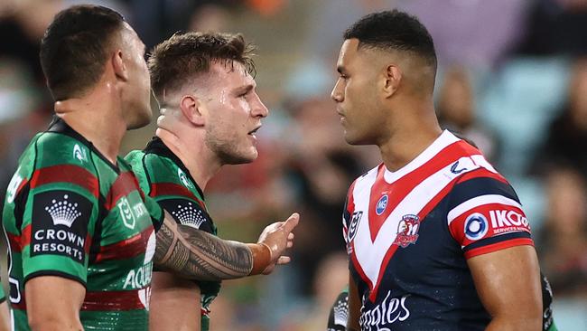 Daniel Suluka-Fifita, right, and Jai Arrow clashed in a match last year. Picture: Cameron Spencer/Getty Images