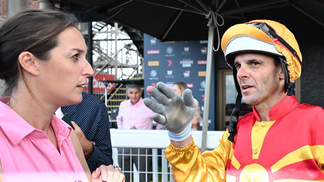 Noel Callow with Annabel Archibald after their victory in last Saturday’s Queensland Guineas with Depth Of Character. Picture: Grant Peters/Trackside Photography