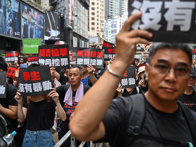 Large crowds gather in Hong Kong for a mass rally following unprecedented clashes between protesters and police over an extradition law. Picture: AFP