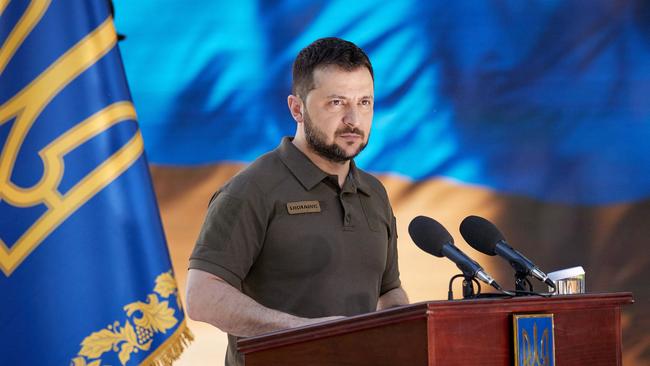 Ukrainian President Volodymyr Zelensky on the 99th day of the Russian invasion of Ukraine, in 2022. Picture: Ukraine Presidential Office/AFP