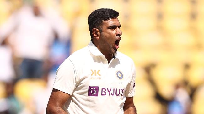 RaviAshwin celebrates the wicket of David Warner in the first Test. Picture: Robert Cianflone/Getty Images