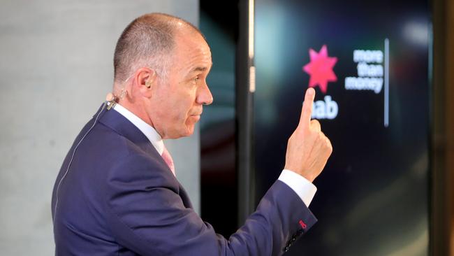 Andrew Thorburn, CEO of NAB, does an interview during an emergency board meeting in Melbourne today. Picture: Stuart McEvoy/The Australian.