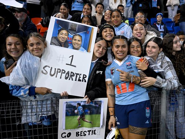 There were emotional scenes in the stands. Picture: NRL Photos