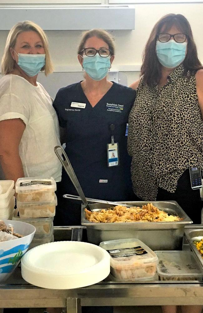 The Gympie Hospital team serves food during the 2022 floods. Deanne Mitchell has been honoured with a top health award for her work during the 2022 Gympie floods. Picture: supplied