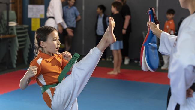 Amelia Morgan, 8, at Inspire Carlingford, which offers martial arts lessons. Picture: NCA NewsWire/ Monique Harmer