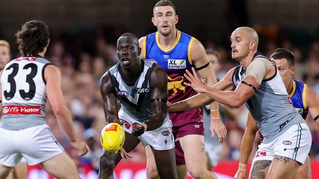 Aliir Aliir suffered an ankle injury at The Gabba. Picture: AFL Photos via Getty Images