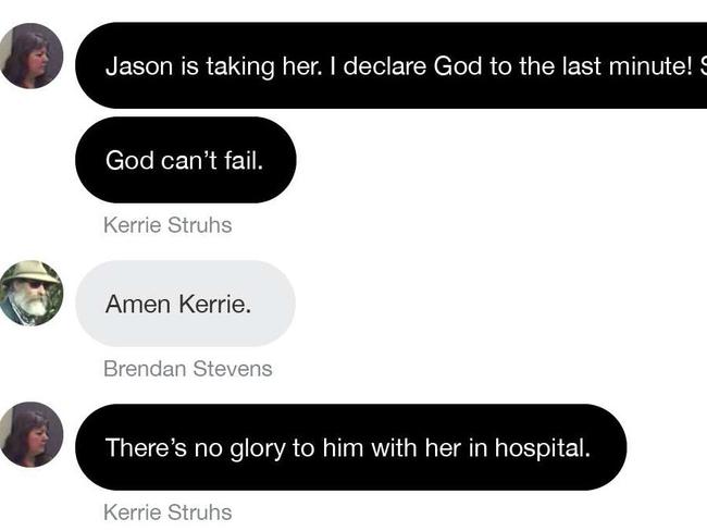 The bone-chilling exchanges between  a faith-healing cult leader and the mother of a young girl who was “minutes” from death as her dad raced her to hospital have been revealed.