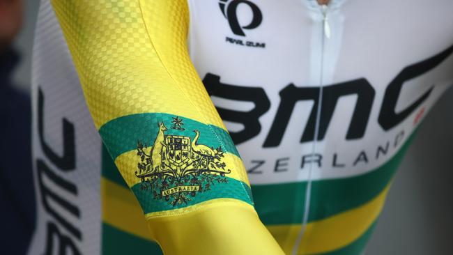 Rohan Dennis did the green and gold time trial skinsuit proud, with a mighty effort in the Tour of California. Picture: Chris Graythen/ (Getty Images)