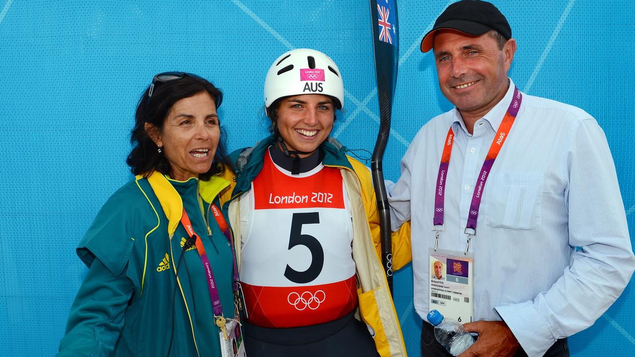 Jess Fox with her biggest supporters, mum Myriam and dad Richard.