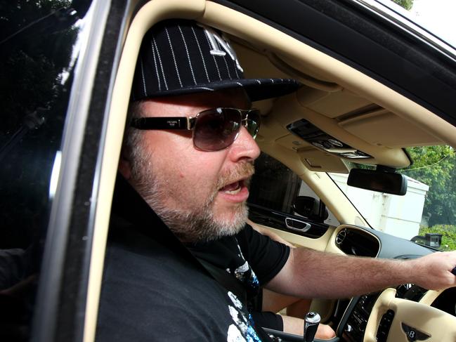 Kyle Sandilands in his Bentley which was allegedly damaged by lover Tegan Kynaston.