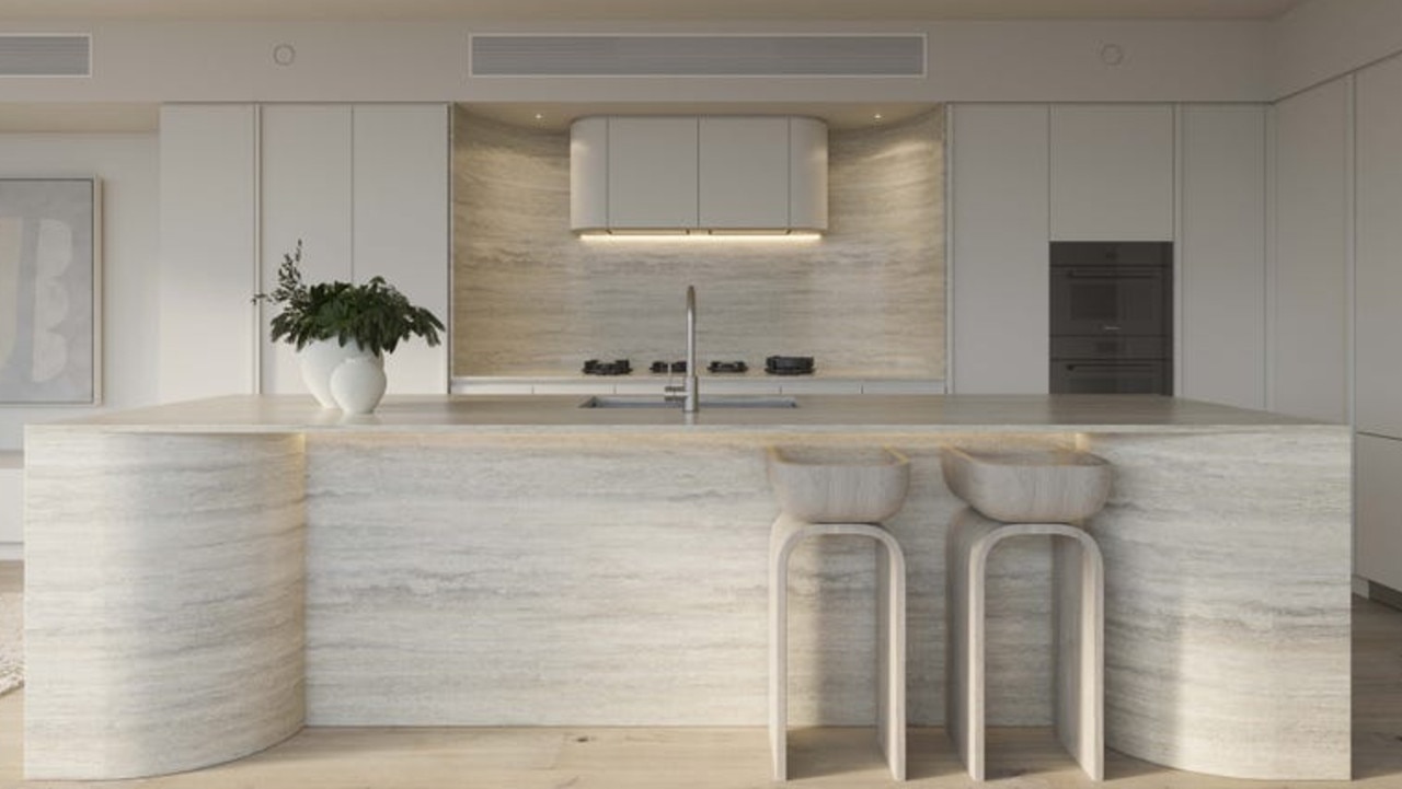 Natural stone benches in the kitchen