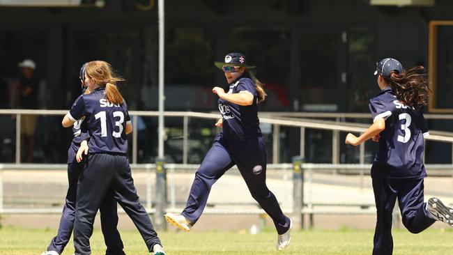 Geelong celebrate against Prahran. Picture: Alison Wynd