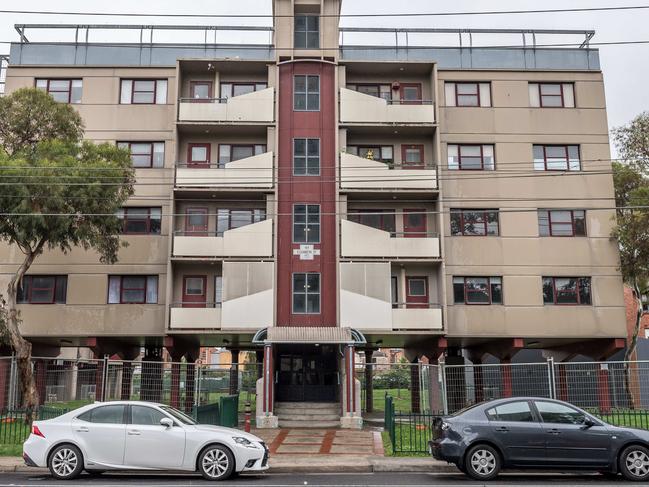 Residents have been relocated from public housing buildings on the cnr of Lennox and Elizabeth Streets in Richmond due to cladding issues. Picture: Jake Nowakowski