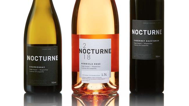 2017 Nocturne Tassell Park Vineyard Margaret River Chardonnay; 2018 Nocturne Single Vineyard Margaret River Nebbiolo Rosƒ 2017; Nocturne Sheoak Vineyard Margaret River Cabernet Sauvignon