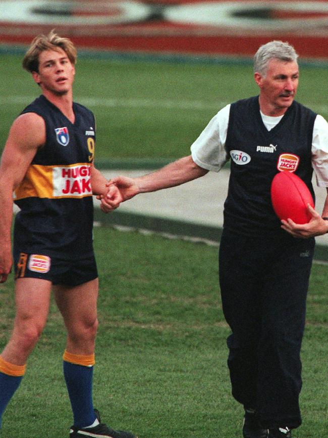 Mick Malthouse during his West Coast days with Ben Cousins.