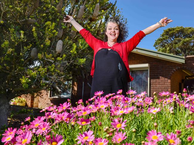 SEPTEMBER 9, 2021: Leah Grace at her Goolwa South home she has recently bought.. Picture: Brenton Edwards